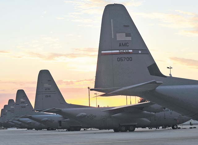 Photo by Airman 1st Class Larissa Greatwood Airframes sit on the runway after arriving on Ramstein before the start of Swift Response Aug. 19. The exercise is part of U.S. European Command's Joint Exercise Program designed to enhance joint combined interoperability with allied nations.