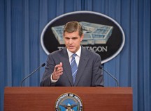 Photo by Senior Master Sgt. Adrian Cadiz
Pentagon Press Secretary Peter Cook briefs reporters Sept. 8 at the Pentagon.