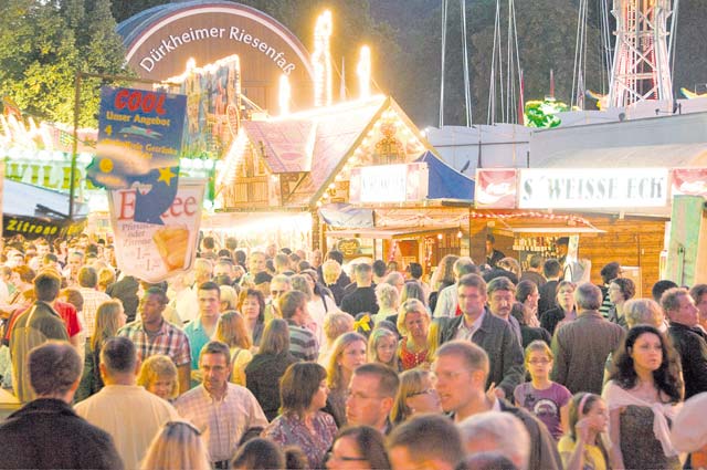 Courtesy photo Visitors can enjoy rides and cuisine from various vendors at the world’s biggest wine festival, the Wurstmarkt, in Bad Duerkheim Sept. 11 to 15 and Sept. 18 to 21.