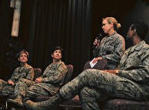Col. Laura Johnson, 86th Civil Engineer Group commander, answers questions during a Women’s Equality Day leadership panel, Aug. 26 on Ramstein. Four of Ramstein’s female leaders spoke about how the women who came before them paved the way to allow them to be as successful as they are today.