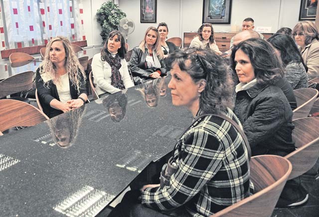 Team Ramstein leaders’ spouses listen to a briefing at the Airman and Family Readiness Center during an immersion tour Oct. 7 on Ramstein.