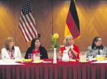 Hollyanne Milley, wife of Gen. Mark Milley, chief of staff of the Army (center-right), attends a forum about the new format of the Army Family Action Plan on Sembach Kaserne during her tour through the Kaiserslautern area Oct. 29. Other participants pictured (left to right):  Michelle Deblieck, Sandra Gamble and Kim Formica. The forum was one stop for Milley during her tour in which she visited a number of Army agencies in the Kaiserslautern and U.S. Army Europe area.