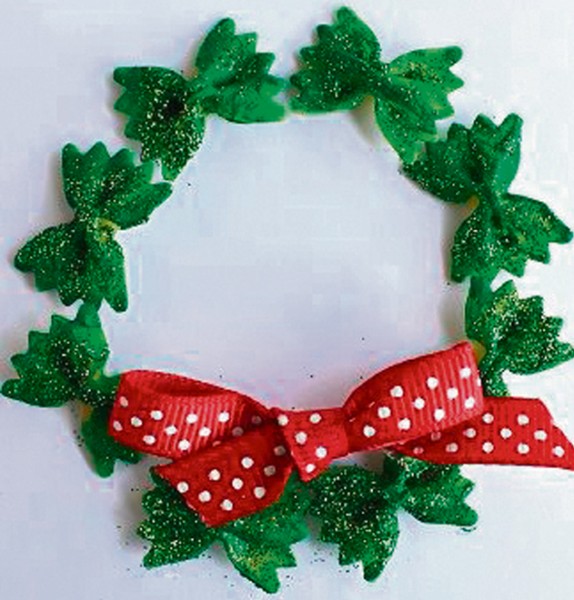 Photo by Michelle at craftymorning.com Bow Tie Noodle Wreath Craft