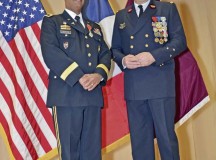 Brig. Gen. Norvell V. Coots, Regional Health Command Europe commander (left), and Maj. Gen. Patrick Godart, French Defense Medical Services deputy surgeon general, pose for photos after Coots received the French Legion of Honor from Godart Jan. 7 at Landstuhl Regional Medical Center. The Legion of Honor is France’s highest award and was presented to Coots for his support of France and the French military medical services.