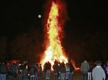 Courtesy photo
People watch the pile of wood burning to say good bye to winter Saturday night in Olsbruecken.
