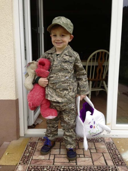 Isaac, child of Maj. Charles Aris Barton III, 460th Space Communications Squadron, and Teri