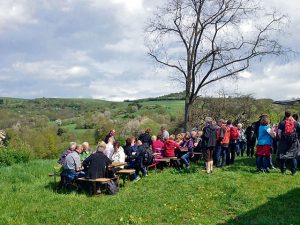 Courtesy photoParticipants of the Wolfstein culinary spring hike can take breaks to enjoy food specialties and scenic views Sunday.