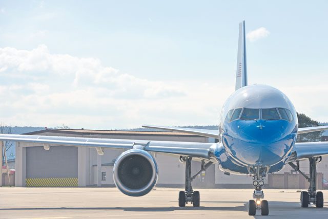 The National Airborne Operations Center's aircraft taxis down the flightline April 19 on Ramstein. The NAOC is designed to provide an airborne, survivable platform for key personnel to conduct war operations in the event of a nuclear attack.