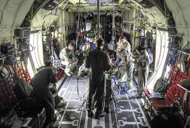Airmen from the 86th Aeromedical Evacuation Squadron train during an exercise May 11 on Ramstein. The 86th AES Airmen run through simulations like this to keep their training current and to ensure the best care to patients.