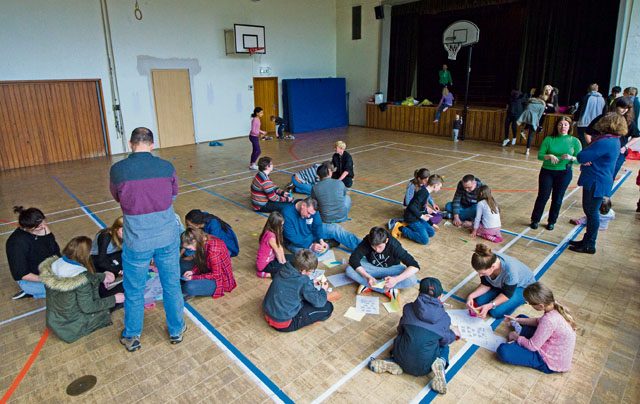Children and Airmen from Ramstein participate in various activities during a community engagement event April 23 in Landstuhl. The goal of the event was to build partnerships with the local community and improve rapport through games.