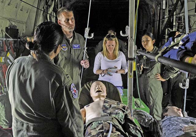 Airmen from the 86th Aeromedical Evacuation Squadron train during an exercise May 11 on Ramstein. Nurses and technicians took time throughout the appreciation week to build morale and camaraderie.