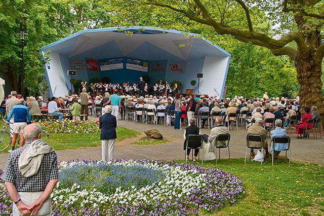 Photo by City of Kaiserslautern Concert season starts in Volkspark Kaiserslautern starts its annual outdoor concert season at 11 a.m. Sunday in Volkspark. The group Pfaelzer Musikanten presents a mix of brass music. Every two weeks until Sept. 4, concerts will take place from 11 a.m. to 1 p.m. Admission is free. Next to the music pavilion, children can enjoy an adventure playground. Beverages and little snacks are available at a bistro. Volkspark, with its duck pond, is located on the corner of Donnersberger and Entersweiler Strasse, next to the public swimming pool Warmfreibad. For more information, visit www.kaiserslautern.de. 