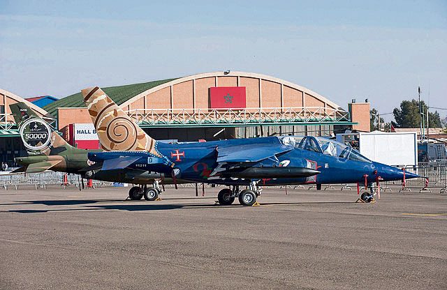 Several aircraft are displayed on a flightline during the International Marrakech Air Show April 27 in Marrakech, Morocco.