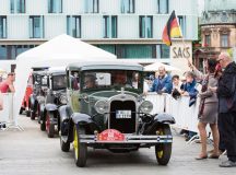 Photos courtesy of the city of KaiserslauternSpectators welcome the vehicles taking part in the Trifels Rallye, which is a part of the Kaiserslautern Classics event. Motorists are scheduled to return from a 250-kilometer tour around 5 p.m. Saturday on Stiftsplatz.