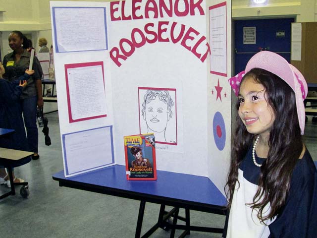 Zoe Flaig as Eleanor Roosevelt said she wished she had accomplished helping the world more with peace, justice and good health care.