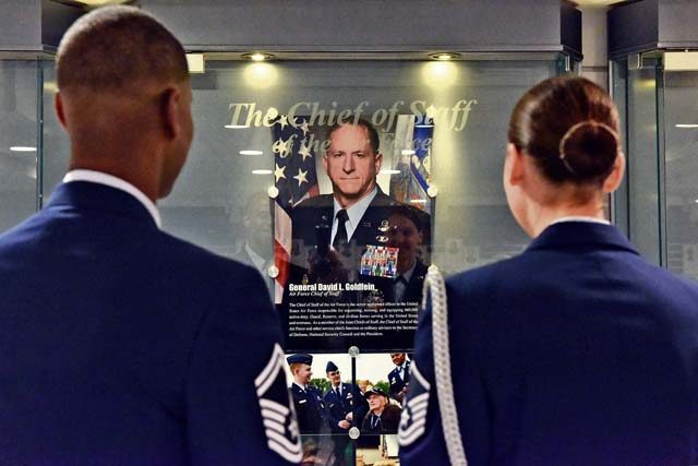 Photo by Tech Sgt. Dan DeCook Air Force Chief of Staff Gen. David L. Goldfein's photo and biography are now on display in the "Airmen's Hall" after he was sworn into office by Air Force Secretary Deborah Lee James during a ceremony at the Pentagon in Washington, D.C., July 1, 2016. Goldfein became the 21st chief of staff of the Air Force. 