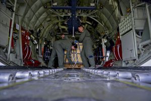 Senior Airman Emily Mitchell (left) and Staff Sgt. Joshua Nelson, 37th Airlift Squadron loadmasters, prepare a C-130J Super Hercules before flight during exercise Thracian Summer 2016 July 17 in Plovdiv, Bulgaria. During the two-week forward training deployment, the 37 AS conducted tactical flight training, which included low-level flights, airdrop training with partnered forces and other related training events.