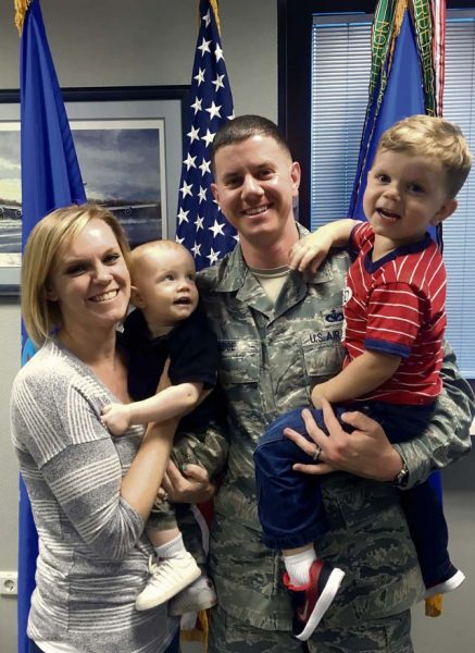 Courtesy Photo Nicole R. Bridge, 2016 Joan Orr Air Force Spouse of the Year award winner, left, and Tech. Sgt. Matthew Bridge, 521st Air Mobility Operations Wing command chief executive assistant, pose for a photo June 28, 2016, at Ramstein Air Base, Germany. Bridge won the Air Force Association-sponsored award by volunteering more than 1,200 hours, organizing 125 events and generating $250,000 dollars for distribution into the local community. 