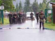 After a long day of rain, rucking and climbing, Soldiers from the 18th Military Police Brigade and German army return to their home base during exercise Alpendistel 2016. The two-day German mountain warfare training exercise took place July 20 to 21 and July 27 to 28 in Bad Reichenhall, Germany. The exercise is designed to challenge the physical and mental toughness of the participants as well as prove their proficiency in mountain operations. The teams were led by specially trained instructors from the German army’s 23rd Mountain Brigade.