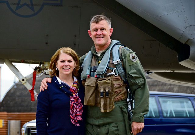 Gen. Frank Gorenc and Mrs. Sharon Gorenc stand together in front of a F-15 at Royal Air Force Lakenheath, U.K., in August 2015. Yesterday, the general culminated a 37 1/2-year career when he relinquished command of U.S. Air Forces in Europe, U.S. Air Forces Africa and NATO’s Allied Air Command.