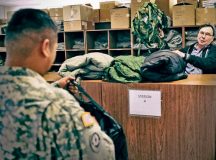 U.S. Army photo 
A Soldier turns in clothing and individual equipment at the Kaiserslautern Central Issue Facility, one of several locations where a more efficient inventory management system was put in place.
