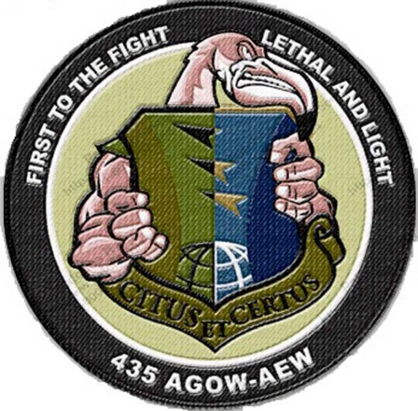 Fightin’ Flamingo morale patch for 435th Air Ground Operations Wing and 435th Air Expeditionary Wing.