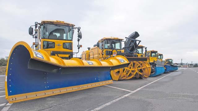 Heavy snow equipment is parked in front of the 786th Civil Engineer Squadron’s heavy equipment facility Oct. 19 on Ramstein. Preparations for winter weather hazards are made to ensure Ramstein’s 24-hour operation can continue during inclement winter weather. 