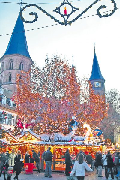 Photo courtesy of the City of Kaiserslautern The Christmas market in Kaiserslautern is set up around Stiftskirche and on Schillerplatz. It opens 6 p.m. Monday on the stage near the church.