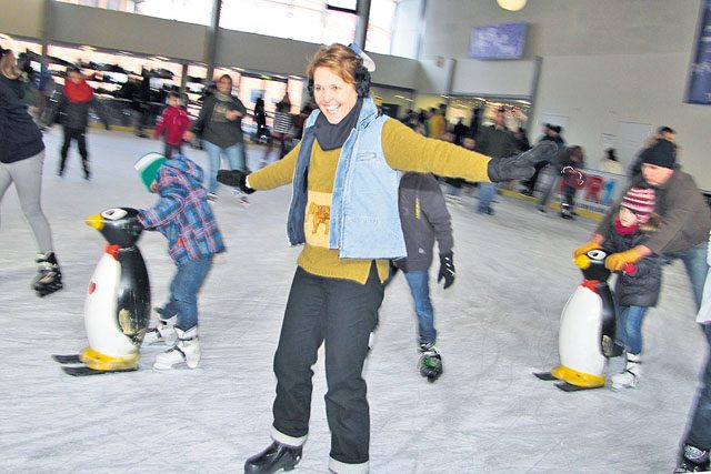 Photo courtesy of the City of Kaiserslautern Ice skaters have fun on the mobile ice skating rink in the event hall on Kaiserslautern’s Gartenschau today through Feb. 15.