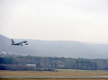 A KC-135 Stratotanker takes off Dec. 12 from Ramstein. Air traffic controllers are responsible for managing aircraft throughout their flights and guiding them through their respective airspaces.