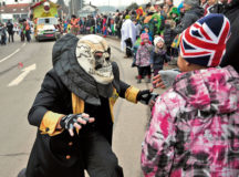 U.S. Air Force photo
An individual in costume scares the spectators along the route of last year’s Fasching parade in Ramstein-Miesenbach. This year’s parade starts at 2 p.m. Tuesday.