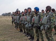 Bulgarian paratroopers wait to load two Super Hercules C-130Js and an Alenia C-27J Spartan during Exercise Thracian Spring 17 March 15 over Plovdiv Regional Airport, Bulgaria. The 37th Airlift Squardon air crew and 435th Contingency Response Group jump masters from Ramstein worked directly with the paratroopers to conduct tactical flight training. The two-week combined training with Bulgaria’s military aims to facilitate overall relations and build their nations’ joint military capabilities.