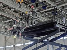 A 200-pound dummy drops from a platform to demonstrate a safety mechanism during the 721st Aircraft Maintenance Squadron’s fall protection training May 10 on Ramstein. The Occupational Safety and Health Administration encouraged employers to participate in its National Fall Prevention Stand-Down, which was being held in conjunction with the North American Occupational Safety and Health Safety Week from May 8 to 12.  – Photo by Senior Airman Tryphena Mayhugh