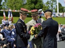 French military officials receive a wreath from a U.S. Army representative during a Memorial Day ceremony May 28 on Lorraine American Cemetery and Memorial, St. Avold, France. 2017’s ceremony was especially notable, because it marked 100 years since the U.S. entered the First World War.
