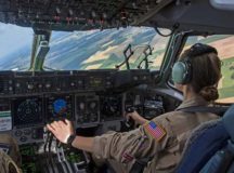 U.S. Air Force Reserve 2nd Lt. Reily Finnelly, 97th Airlift Squadron pilot, flies a C-17 Globemaster III to transport U.S. Army 2nd Cavalry Regiment Interim Armored Vehicle Strykers July 14 to Plovdiv Airport, Bulgaria. The U.S. Air Force’s capability for rapid mobility allows U.S. and allied power to be projected quickly to anywhere on the globe.