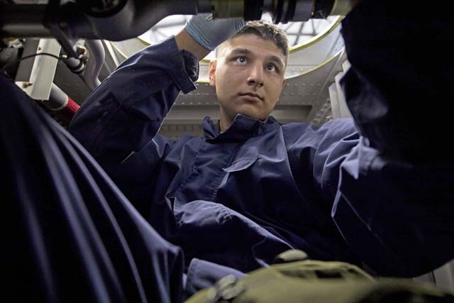 86th MXS crawls into C-130 fuel tank inspection
