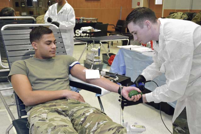 Donated blood flows during National Blood Donor Month