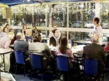 Elke Sittel, 86th Airlift Wing host nation advisor, speaks to the German-American Stammtisch attendants about her office’s work, mission and programs Feb. 6 at the Paradox restaurant in Ramstein-Miesenbach. — Photos by Timothy Beardsley