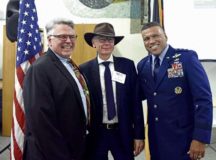 (From left to right) Consul General James Herman, U.S. Consulate General in Frankfurt; Kaiserslautern’s Lord Mayor, Dr. Klaus Weichel; and Lt. Gen. Richard Clark, 3rd Air Force and KMC commander, pose for a photo at the German-American Community Office’s 15th Anniversary ceremony Feb. 15 in Kaiserslautern. Herman, Weichel and Clark represent three different government entities that have come together to form an international partnership through GACO.