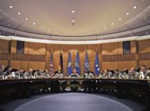 521st Air Mobility Operations Wing leadership attend a commander’s conference Feb. 21 on Ramstein Air Base. Participants in the weeklong conference discussed concerns and topics ranging from unit readiness to mission execution and effectiveness.