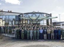 U.S. members and NATO partners from 22 nations stand for a group photo during the Ramstein Aerospace Medicine Summit and NATO Science and Technology Organization technical course March 21 on Ramstein Air Base. This year’s theme focused on advances in aeromedical evacuation, human factors, clinical practice and emerging technology.
