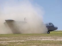 A C-130J Super Hercules conducts the first dirt landing during Exercise African Lion 18, April 16 near Kenitra Air Force Base, Morocco. Exercises like African Lion 2018 ensure the U.S. is prepared to deter and defeat trans-national threats operating in Africa, and respond to crises anywhere on the continent.