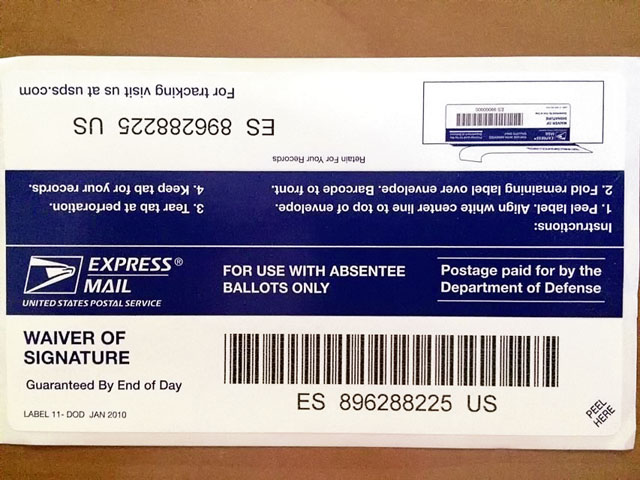 Cast your absentee ballot free with Priority Mail Express