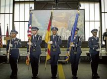The Ramstein Air Base Honor Guard presents the colors during the 72nd Air Force birthday Ball at Ramstein Air Base, Sept. 21. More than 900 Airmen gathered in the dual-bay hangar on Ramstein to celebrate the Air Force’s birthday.