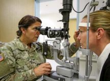 Col. Adrienne Ari, optometrist, Landstuhl Regional Medical Center, performs an eye examination as part of regular operations at LRMC’s Optometry Clinic, Sept. 19. Ari was recently selected as the Armed Forces Optometric Society Army Optometrist of the Year.