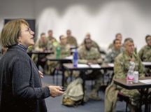 Dr. Paulina De Santis, Defense Language Institute instructor, teaches a Russian language course at Ramstein Air Base, Dec. 3. The purpose of the course is to give Airmen who work in partner nations a chance to sharpen their language and culture skills, which will enable mission success.