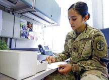 Spc. Chrisiellefaye Pagarigan, an occupational therapy specialist at Landstuhl Regional Medical Center, draws on a sheet of paper as a way to remain resilient during the COVID-19 restrictions, June 26. Pagarigan recently won an art competition for an Independence Day design and has been drawing since middle school.