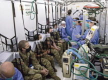 Air Mobility Command medical instructors provide training for medics from the KMC inside a Negatively Pressured Conex at Ramstein Air Base on July 14. The training was conducted to ensure that KMC medics possess the skill and knowledge to effectively support missions within the European and African Command.