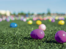 Easter eggs laying on grass