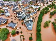 The tiny German village of Kordel, poplulation 2,900, is swamped by rising flood waters July 15.
 — Photo by Sebastian Schmitt